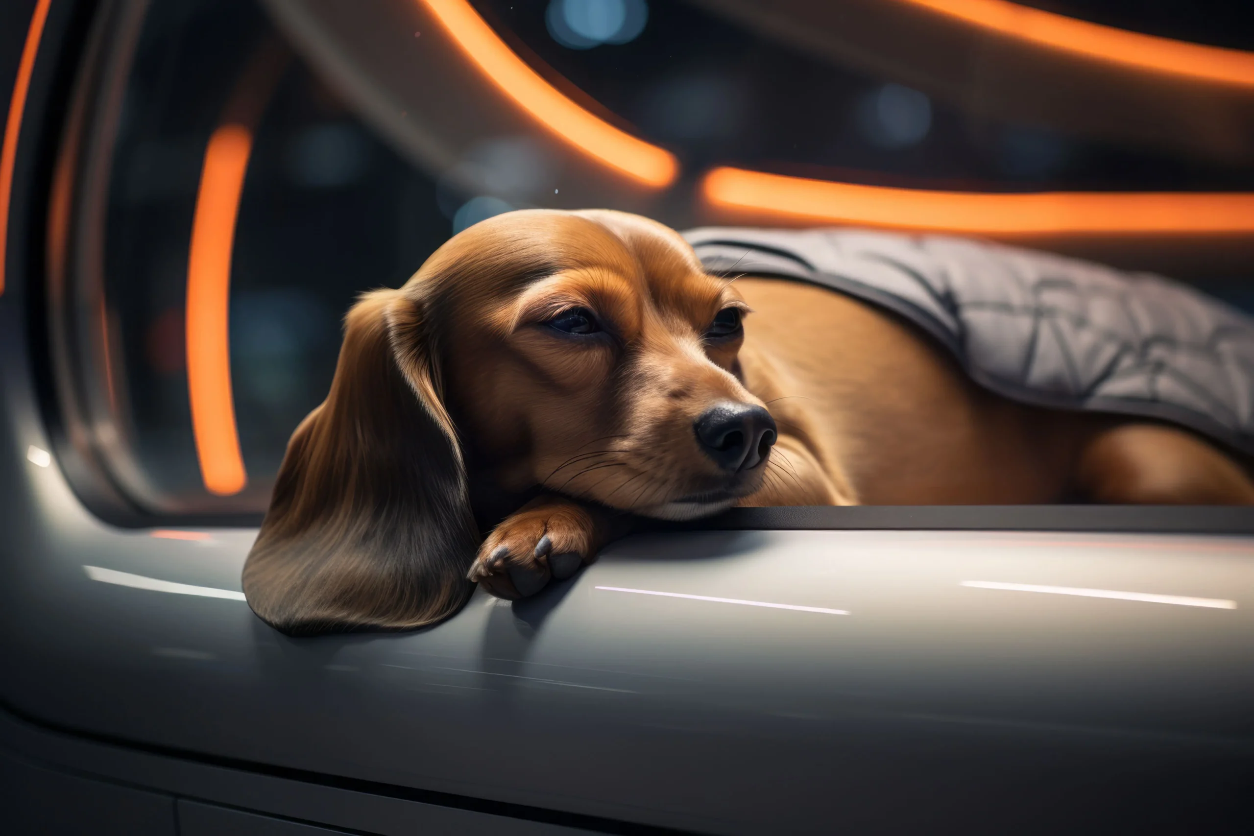 Perro relajado antes de viajar en avión